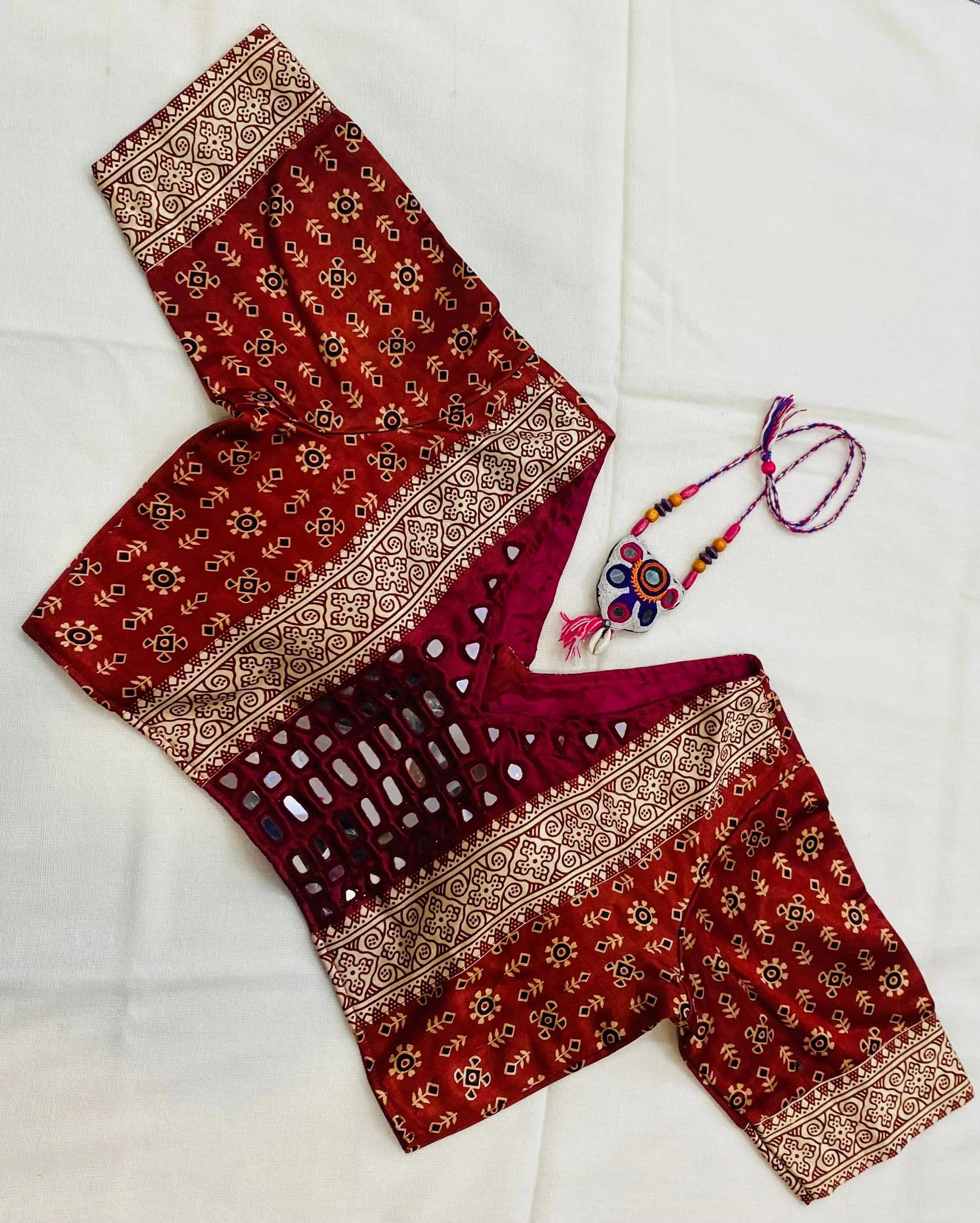 Mashroo Ajrakh Mirror Blouse RAKHIYO