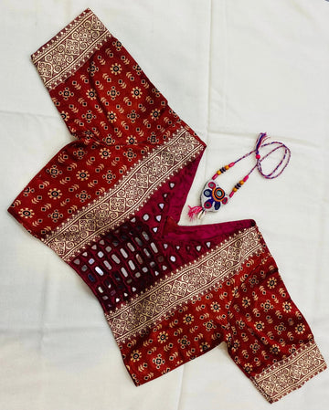 Mashroo Ajrakh Mirror Blouse RAKHIYO