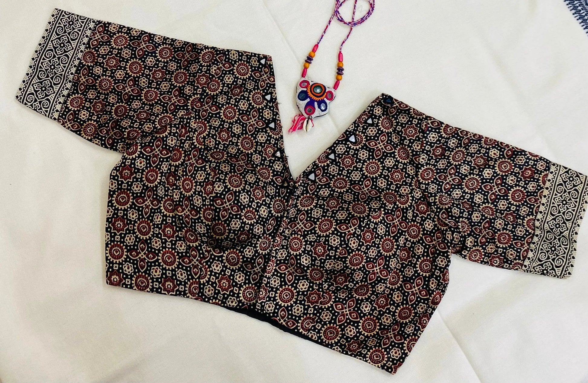 Mashroo Ajrakh Mirror Blouse RAKHIYO