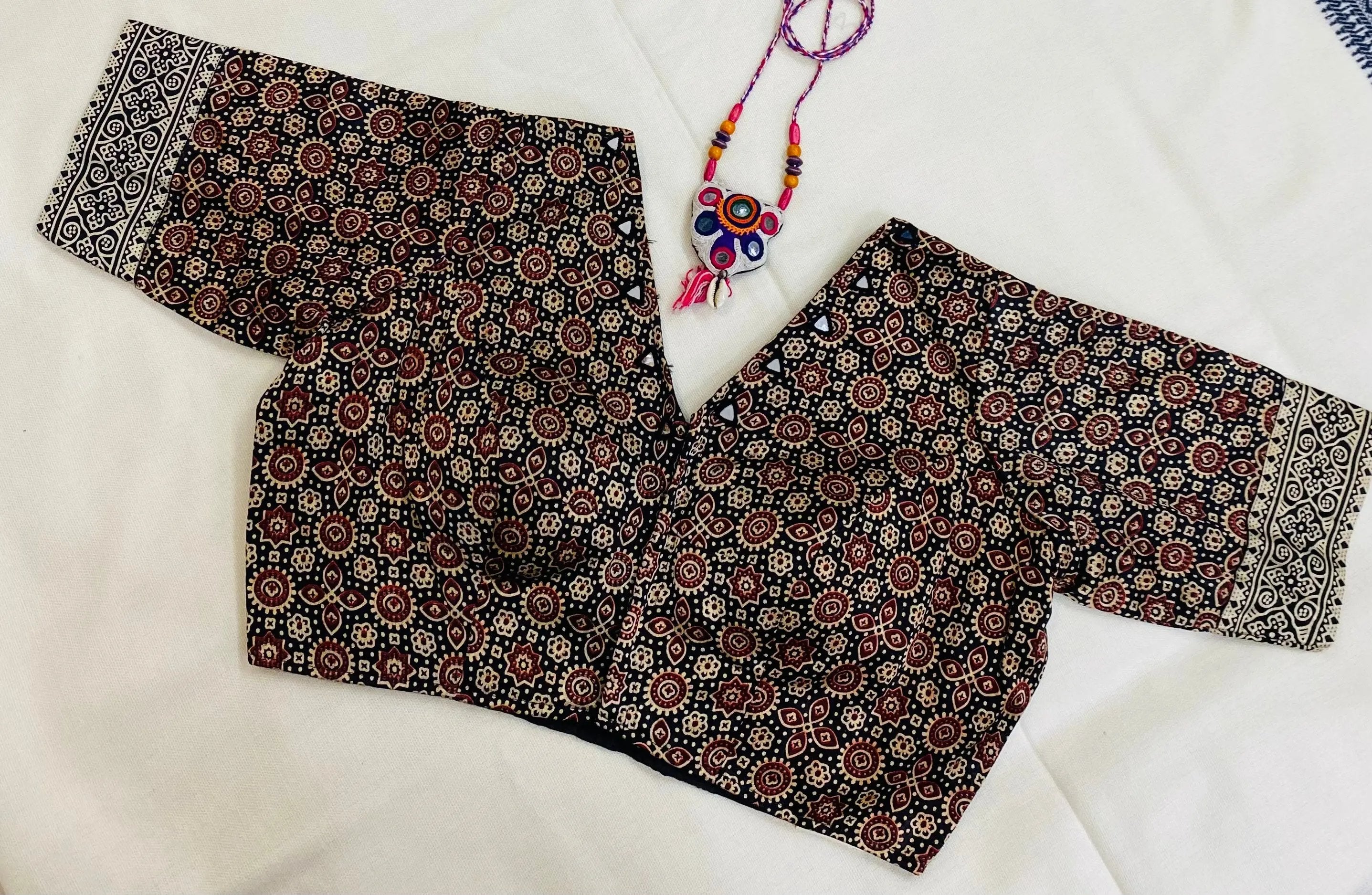 Mashroo Ajrakh Mirror Blouse RAKHIYO
