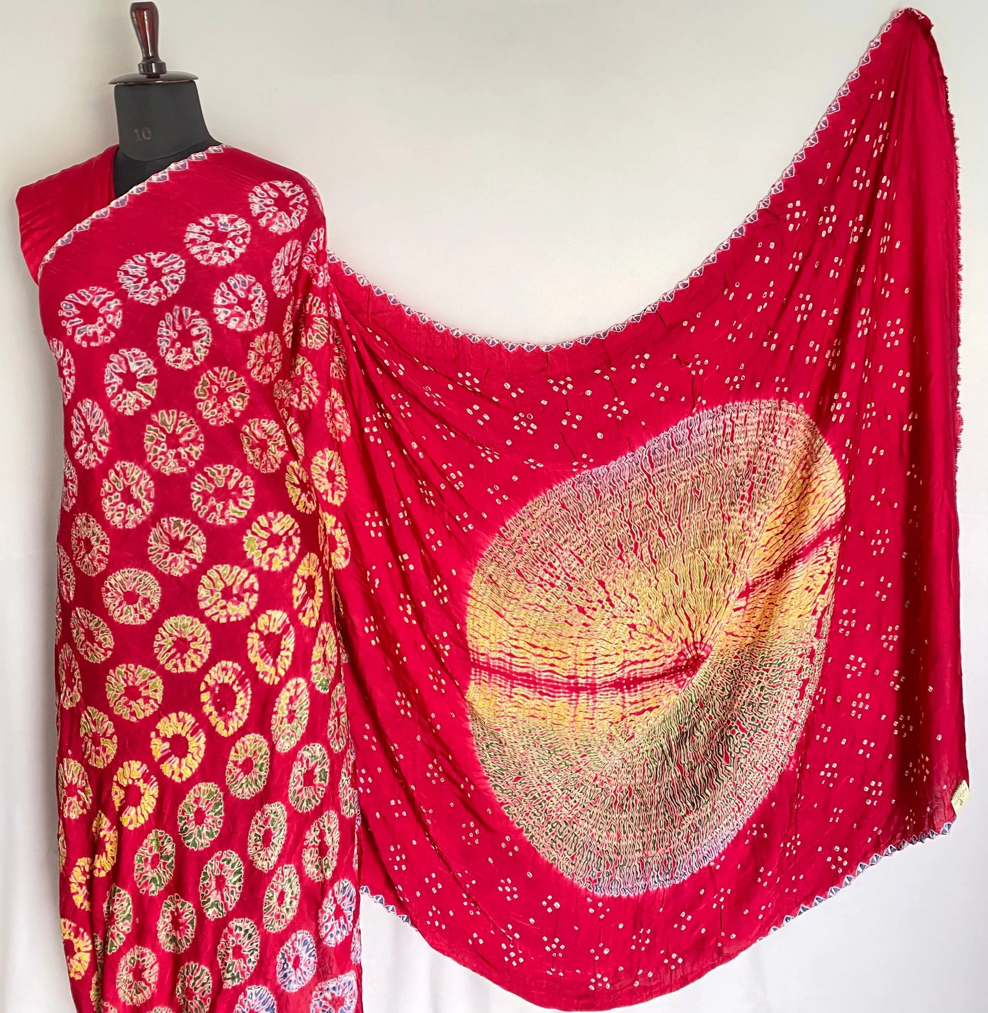 Pink Sibori Bandhani Gaji Silk Saree RAKHIYO