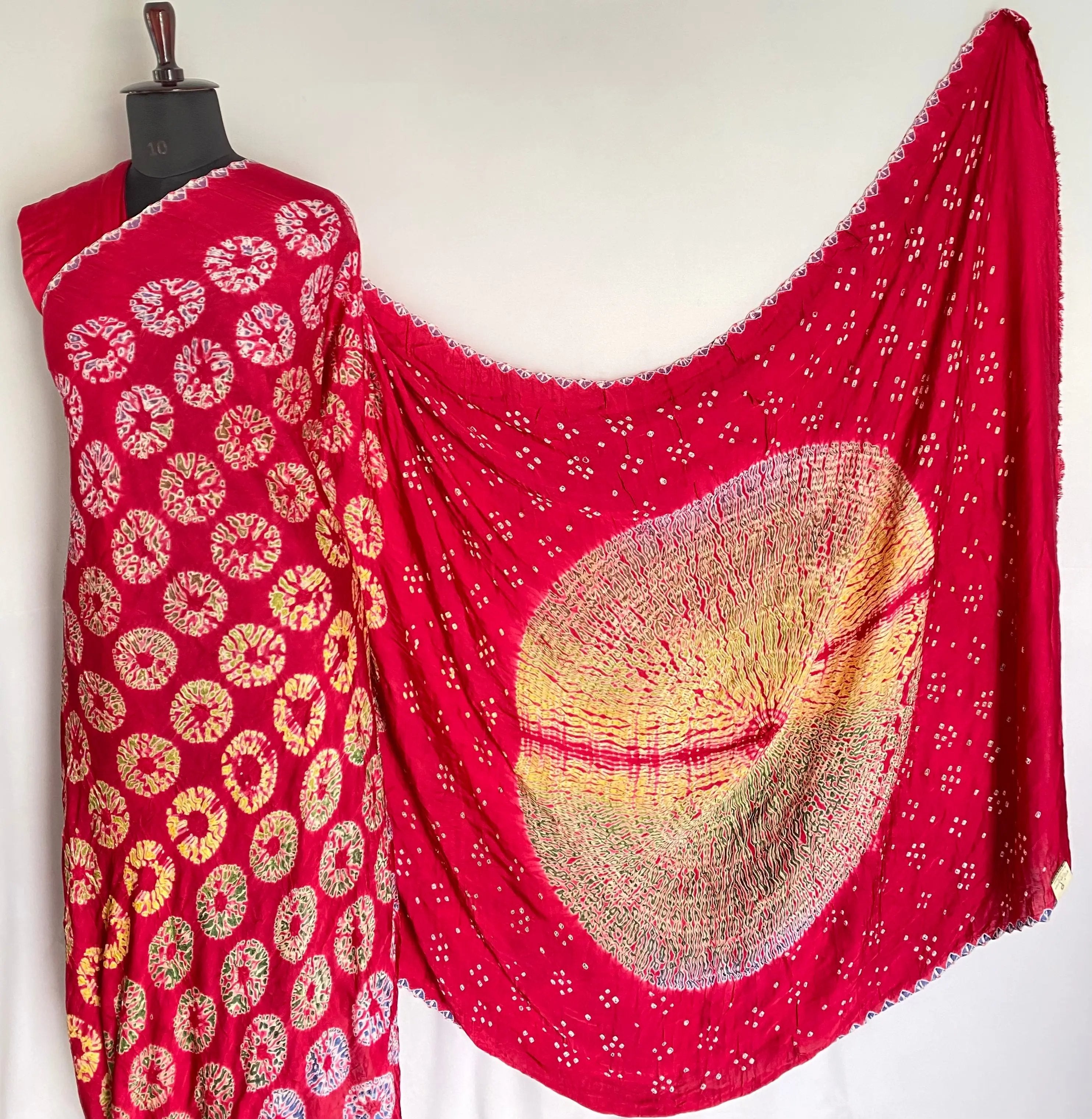 Pink Sibori Bandhani Gaji Silk Saree RAKHIYO