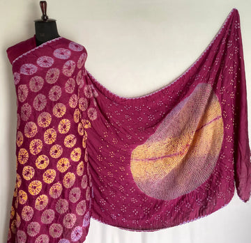 Purple Sibori Bandhani Gaji Silk Saree RAKHIYO