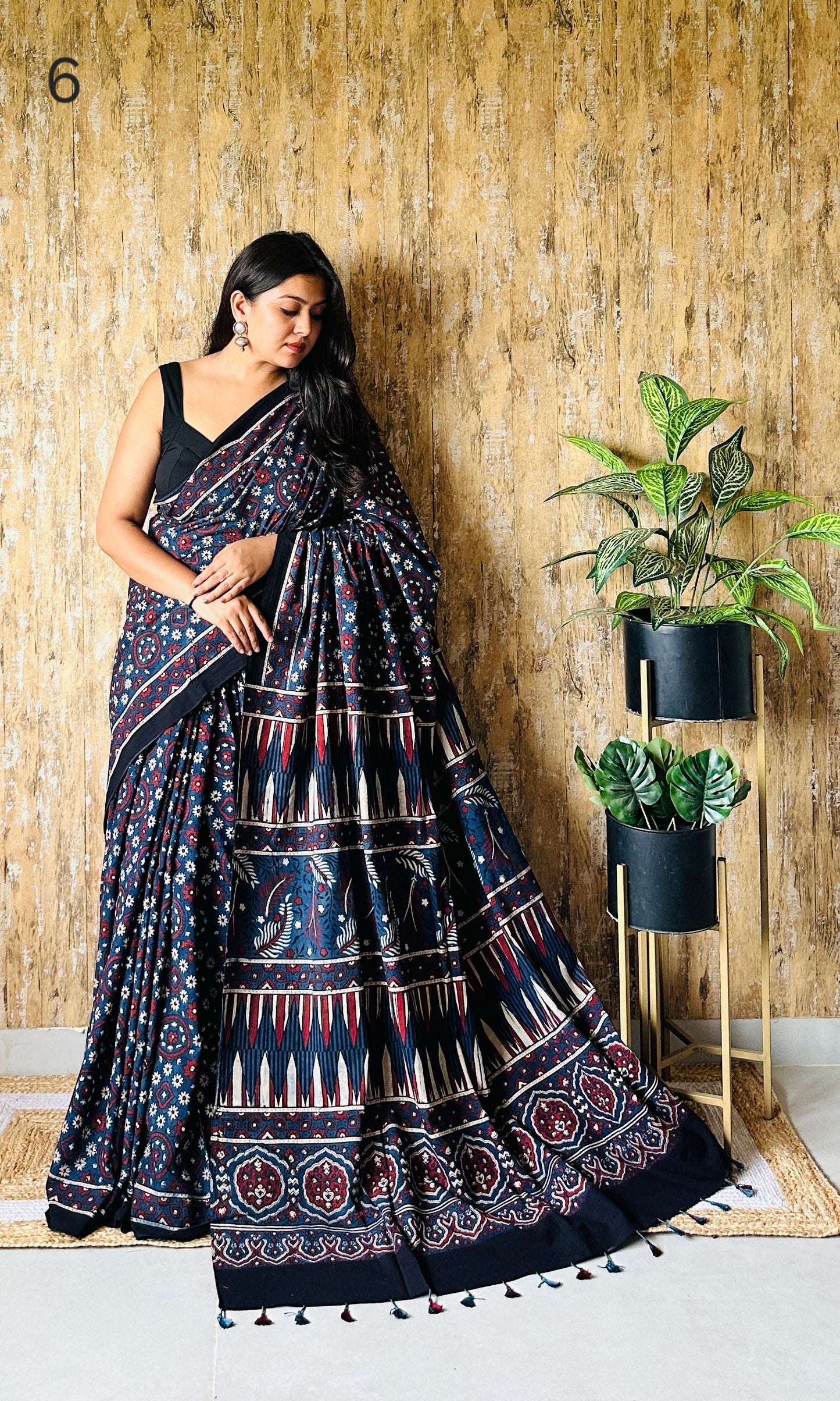 Ajarakh Natural Dyed Cotton Saree