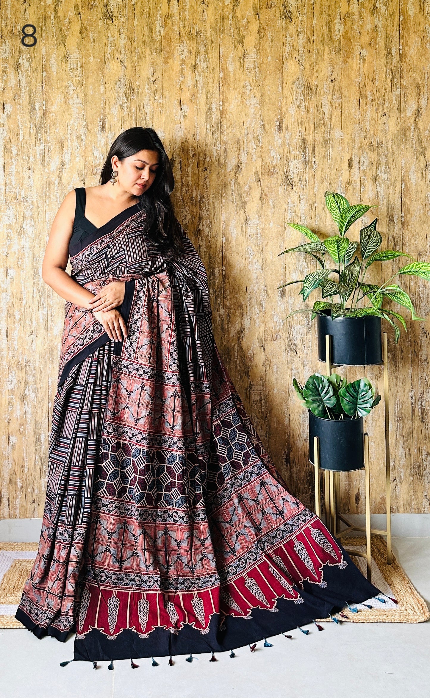 Ajarakh Natural Dyed Cotton Saree