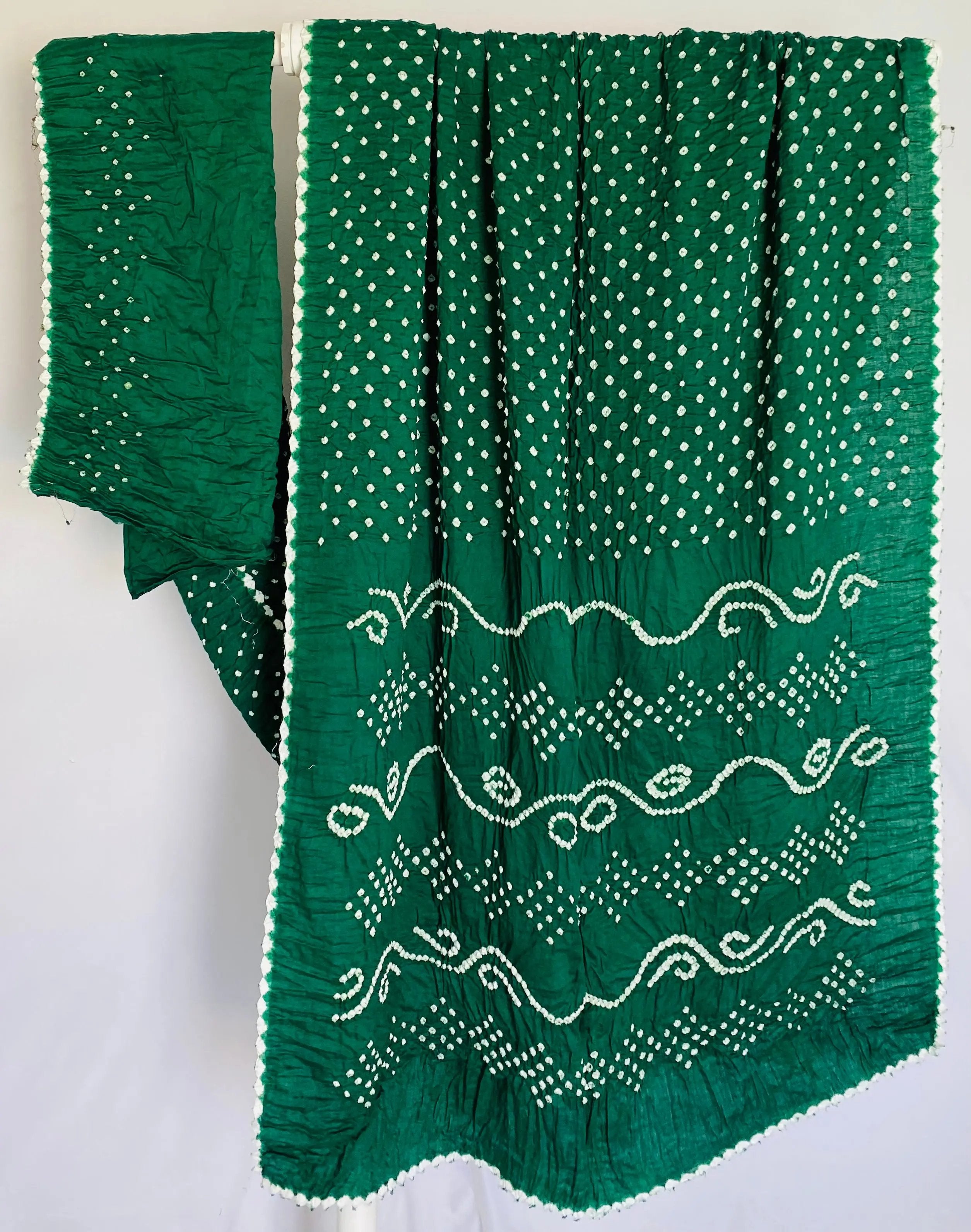Green Cotton Bandhej Saree RAKHIYO