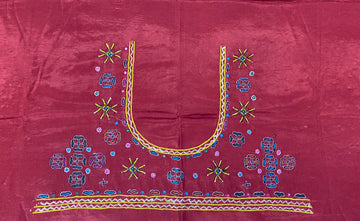 Mutva Kutch Embroidered Mashroo Silk Blouse Piece