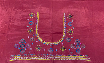Mutva Kutch Embroidered Mashroo Silk Blouse Piece RAKHIYO