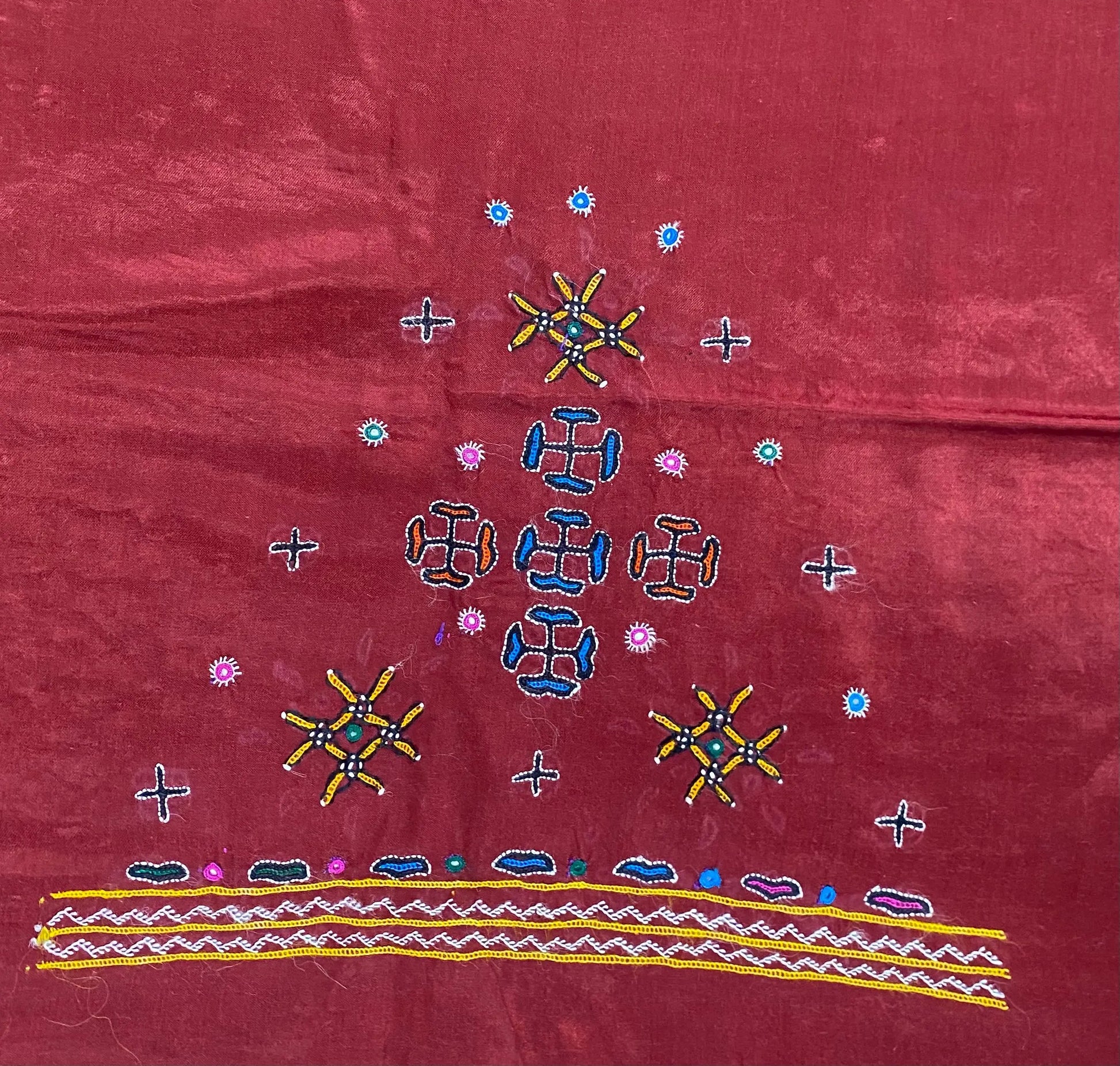 Mutva Kutch Embroidered Mashroo Silk Blouse Piece RAKHIYO