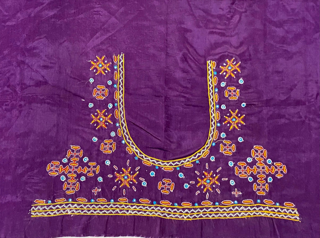 Mutva Kutch Embroidered Mashroo Silk Blouse Piece RAKHIYO