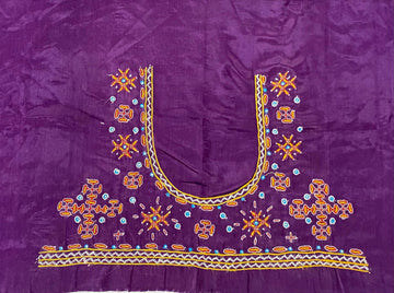 Mutva Kutch Embroidered Mashroo Silk Blouse Piece RAKHIYO