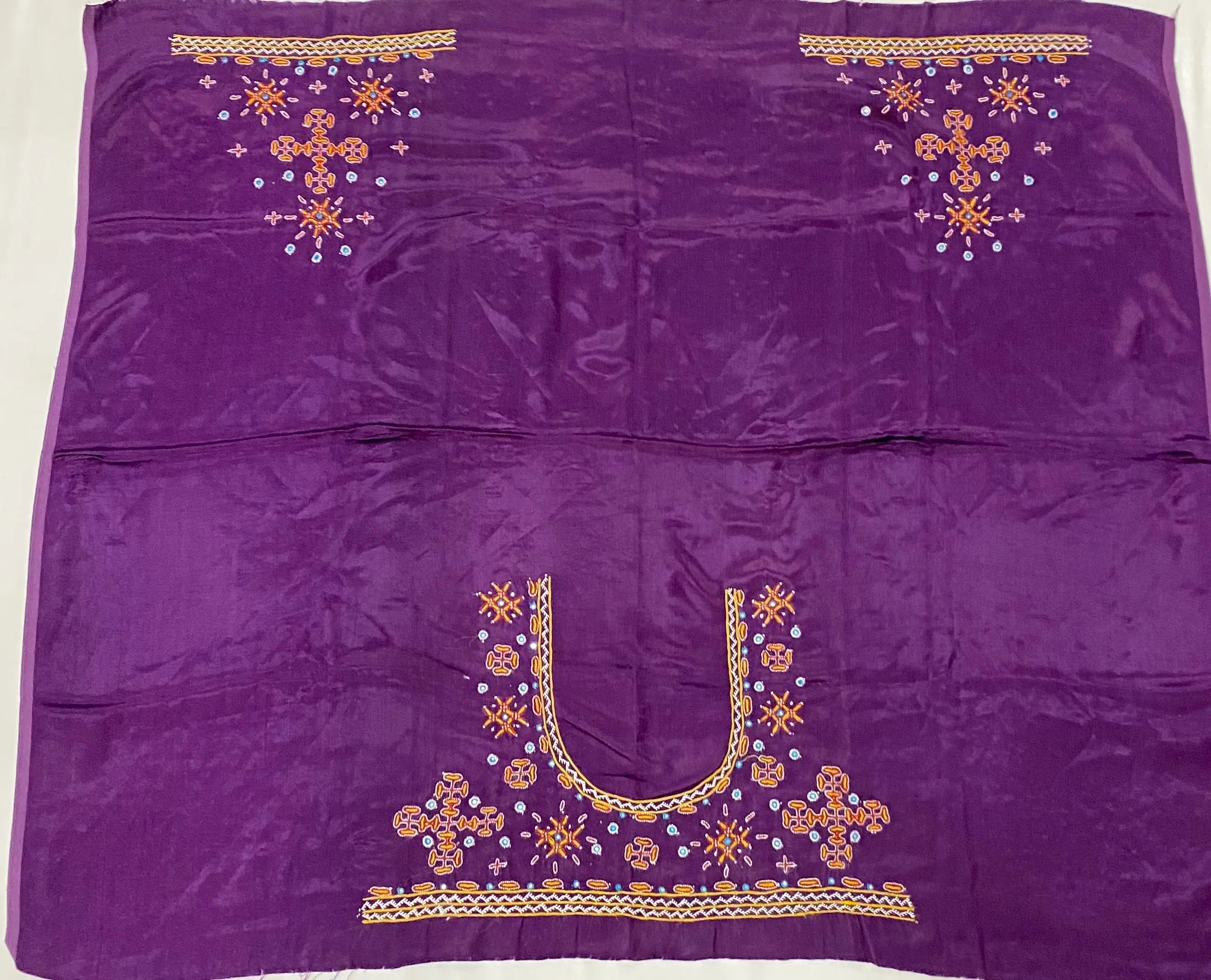 Mutva Kutch Embroidered Mashroo Silk Blouse Piece RAKHIYO