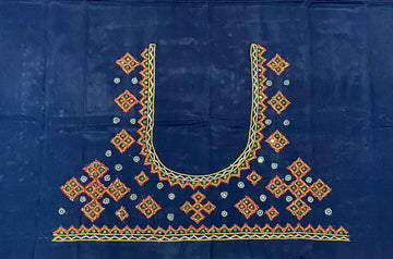 Mutva Kutch Embroidered Mashroo Silk Blouse Piece RAKHIYO