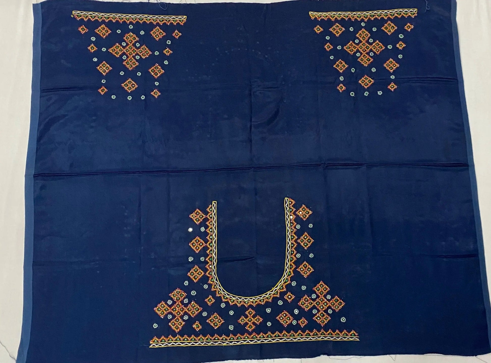 Mutva Kutch Embroidered Mashroo Silk Blouse Piece RAKHIYO