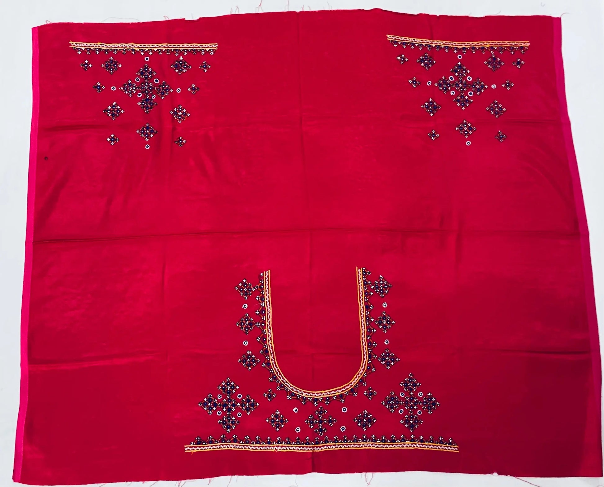 Mutva Kutch Embroidered Mashroo Silk Blouse Piece RAKHIYO