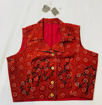 Ajarakh Cotton Collar Blouse RAKHIYO