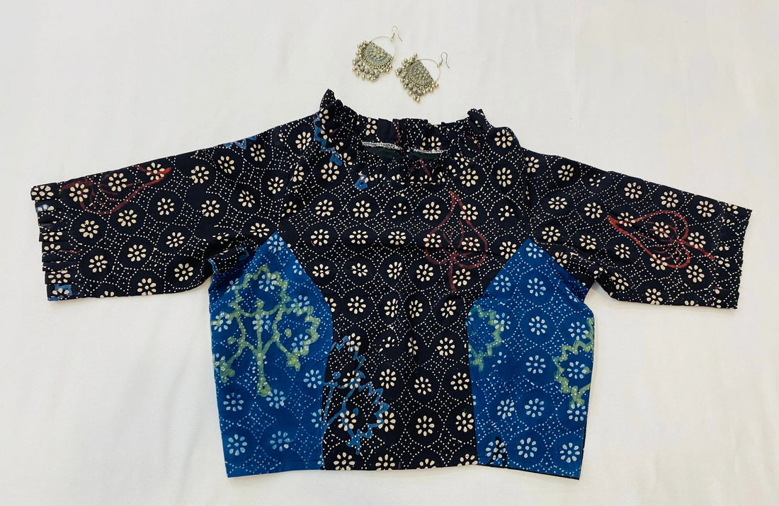 Ajarakh Double Color Cotton Blouse RAKHIYO