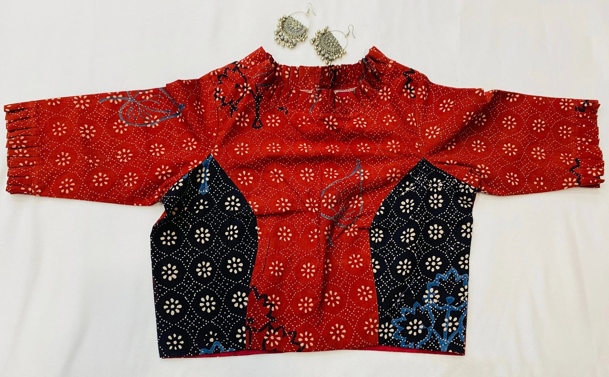 Ajarakh Double Color Cotton Blouse RAKHIYO