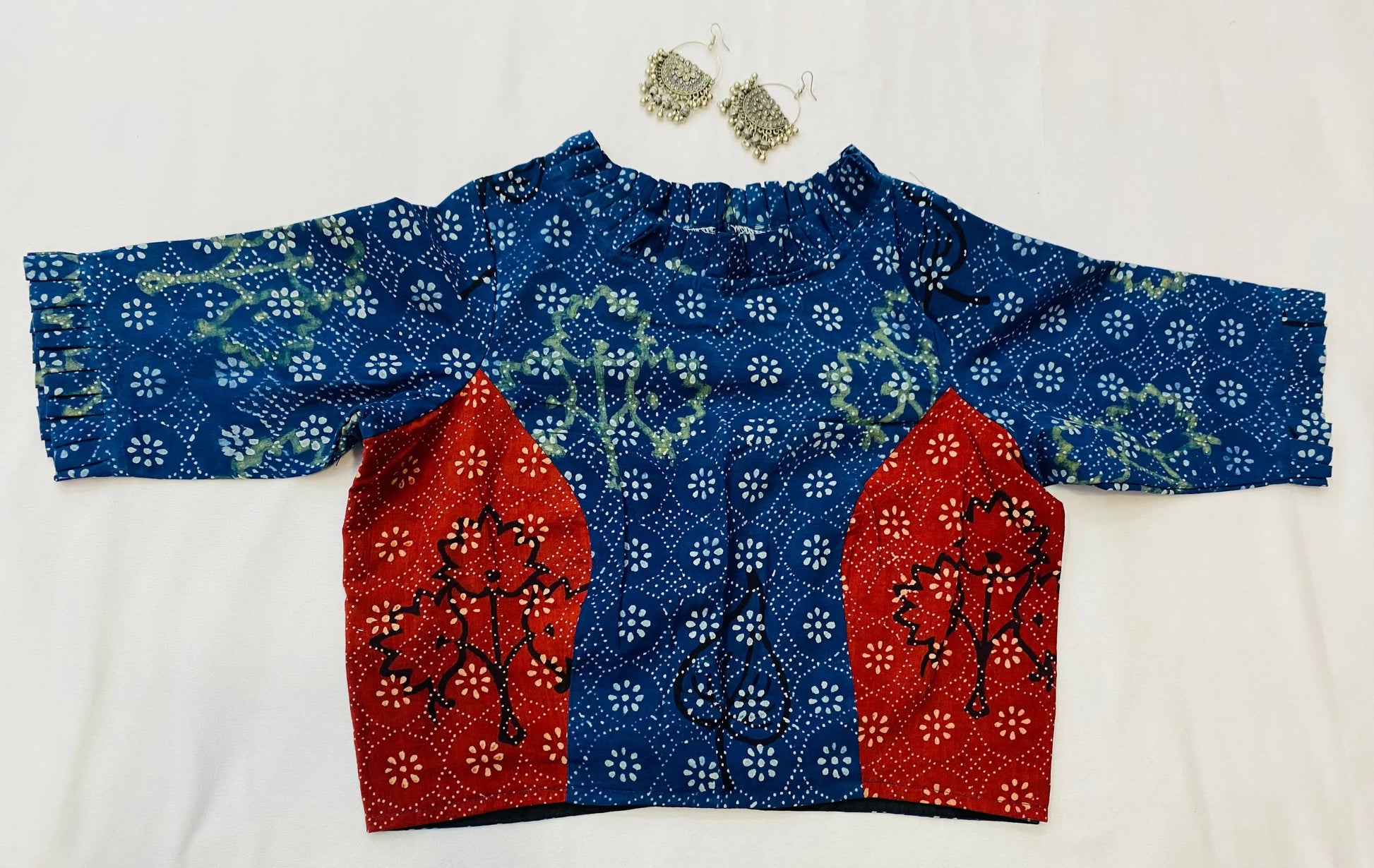 Ajarakh Double Color Cotton Blouse RAKHIYO