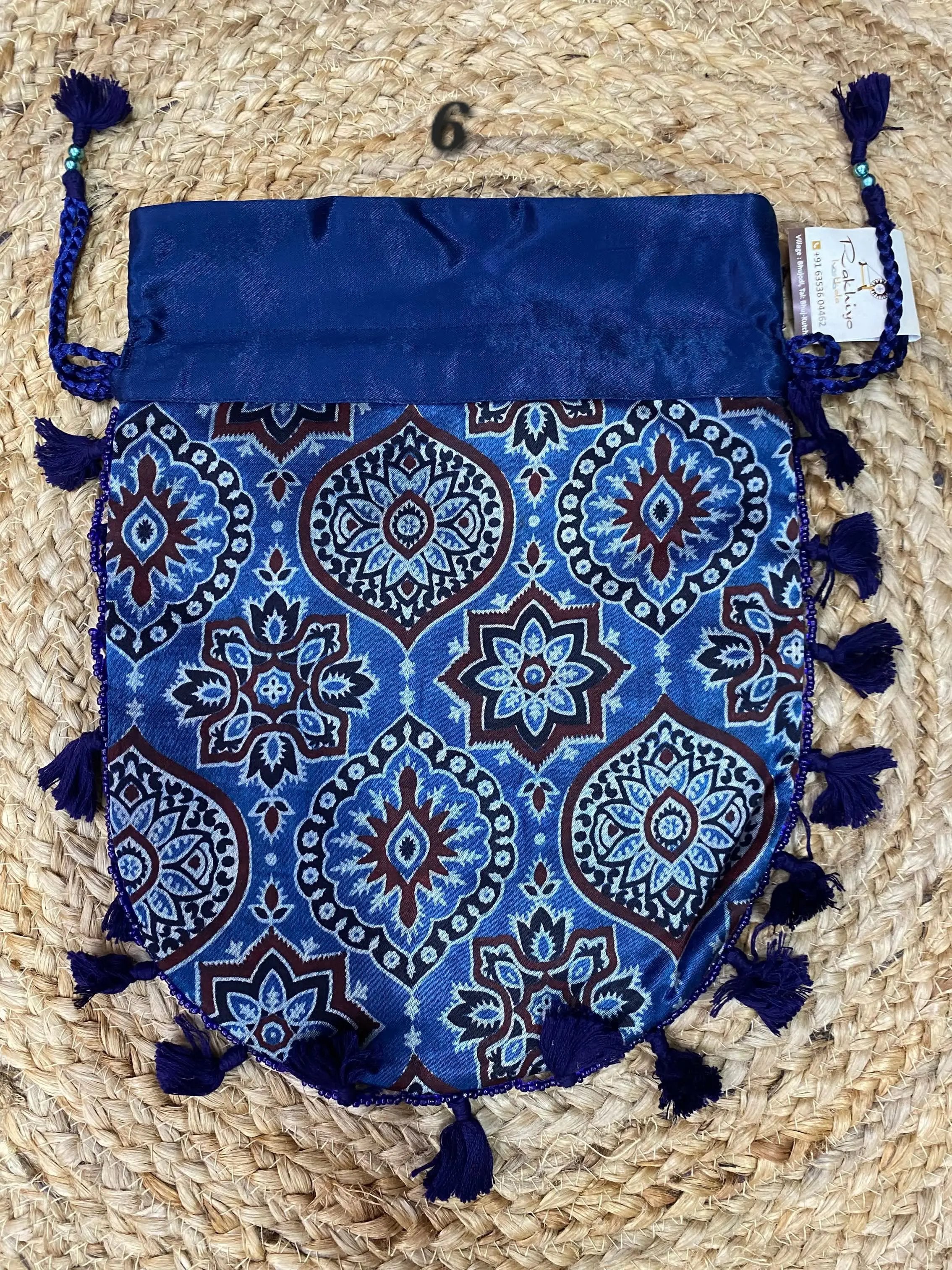 Ajarakh Mashroo Silk Potli Bag RAKHIYO