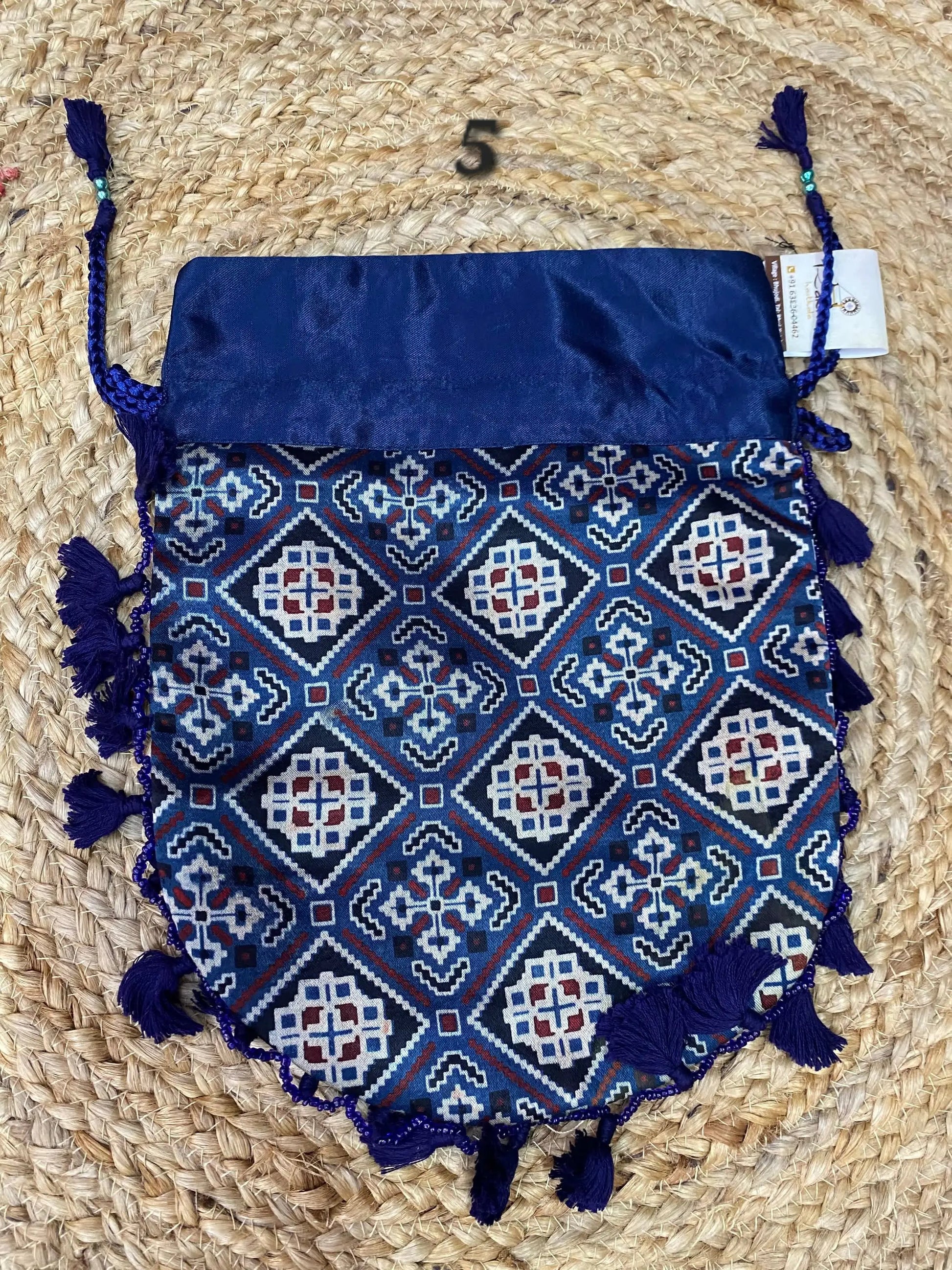 Ajarakh Mashroo Silk Potli Bag RAKHIYO
