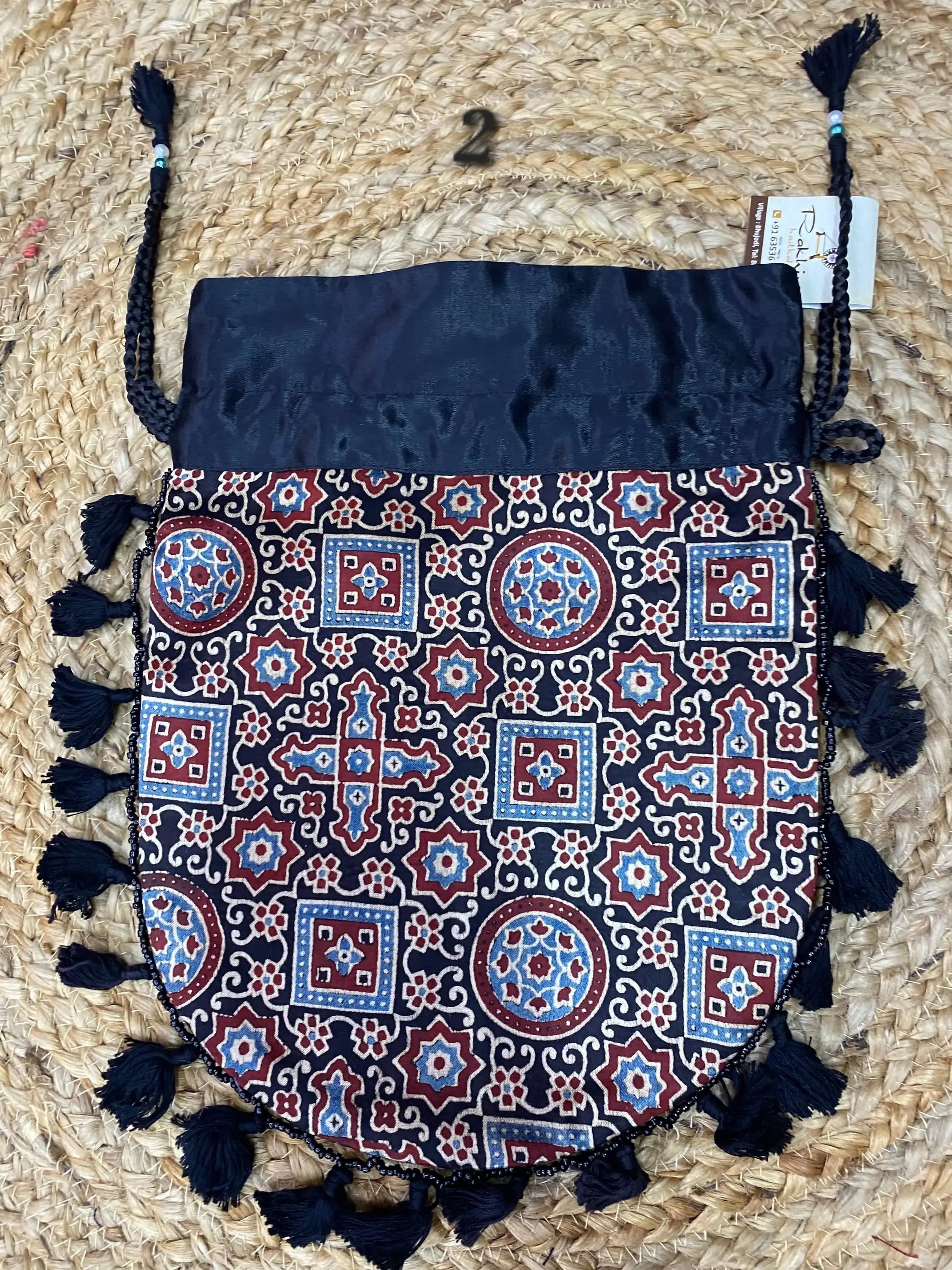 Ajarakh Mashroo Silk Potli Bag RAKHIYO