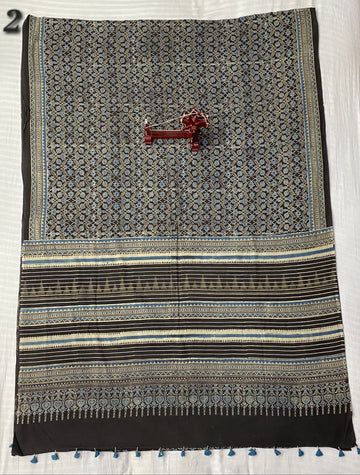 Mal Cotton Ajarakh Natural Dyed Saree RAKHIYO