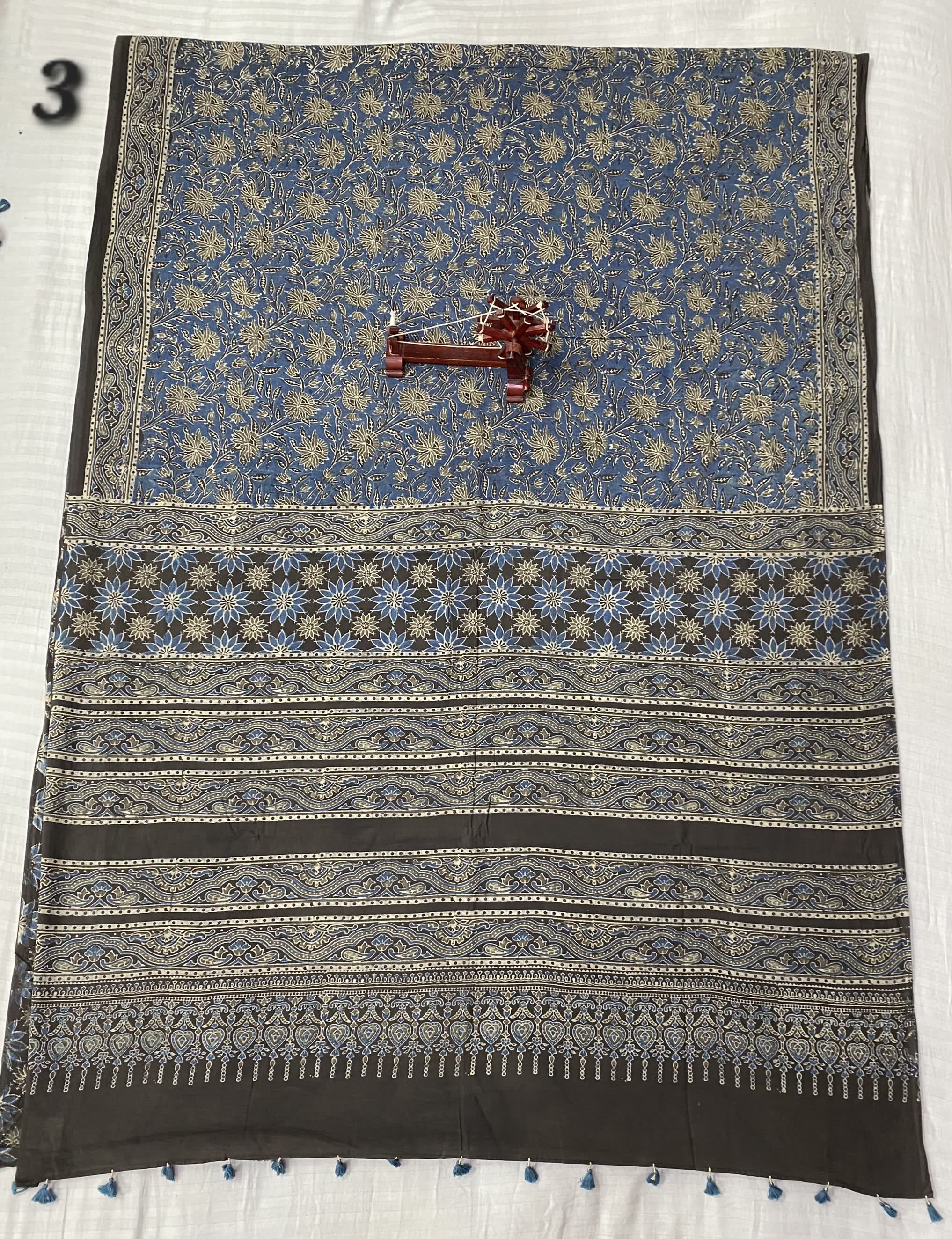 Mal Cotton Ajarakh Natural Dyed Saree RAKHIYO