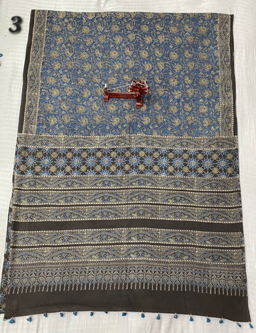Mal Cotton Ajarakh Natural Dyed Saree RAKHIYO