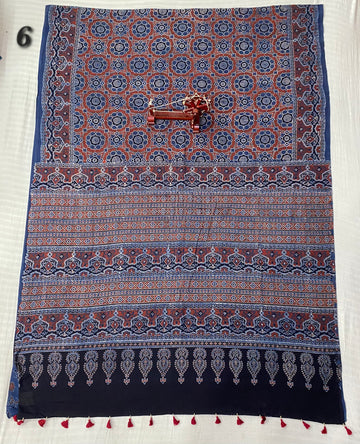 Mal Cotton Ajarakh Natural Dyed Saree RAKHIYO