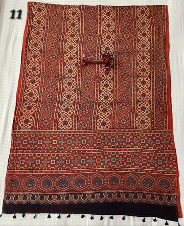 Mal Cotton Ajarakh Natural Dyed Saree RAKHIYO