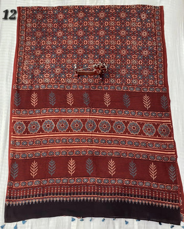 Mal Cotton Ajarakh Natural Dyed Saree RAKHIYO