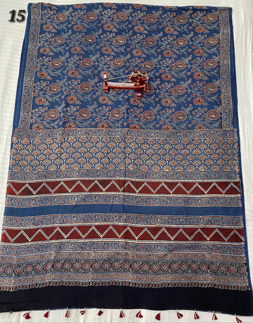 Mal Cotton Ajarakh Natural Dyed Saree RAKHIYO