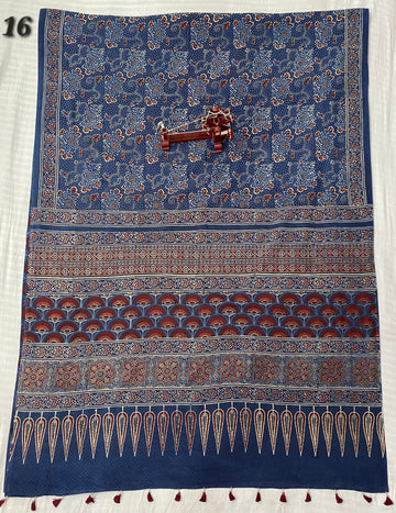 Mal Cotton Ajarakh Natural Dyed Saree RAKHIYO