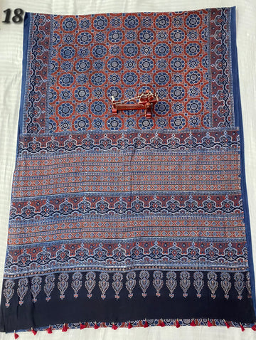 Mal Cotton Ajarakh Natural Dyed Saree RAKHIYO