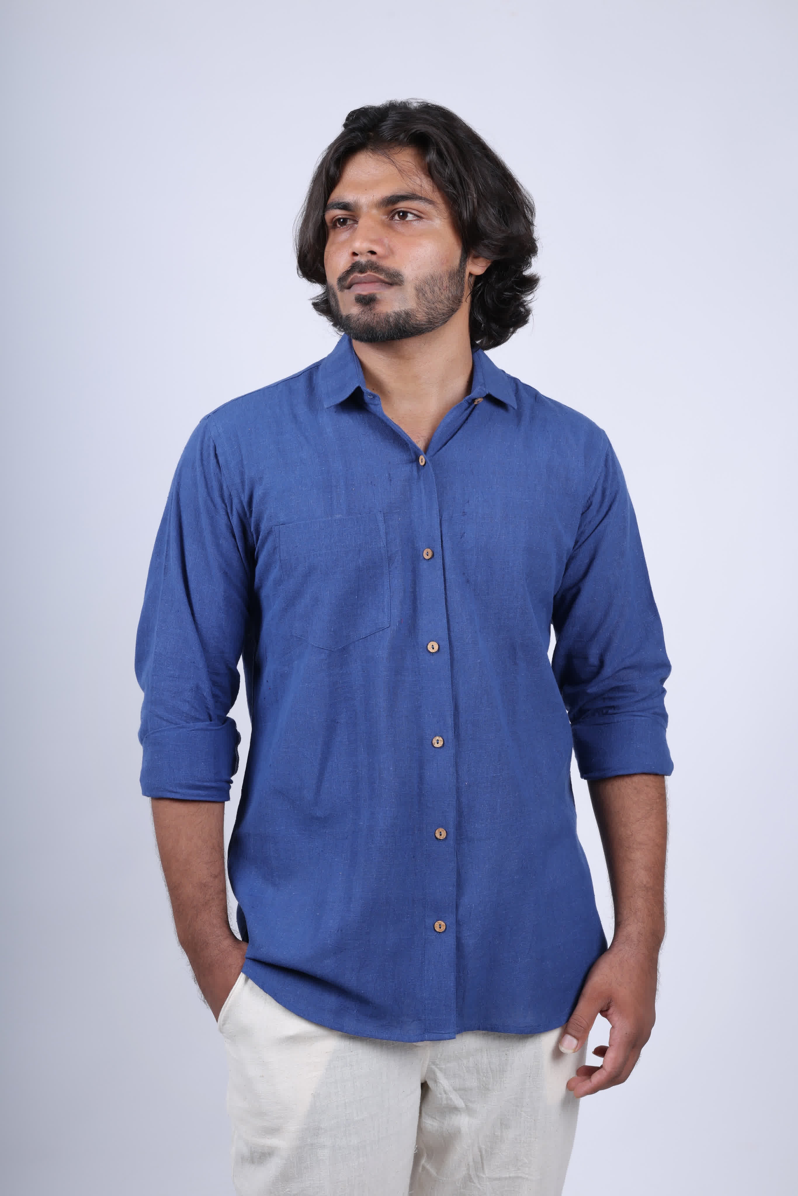 Kala Cotton Indigo Full Sleeves Shirt RAKHIYO