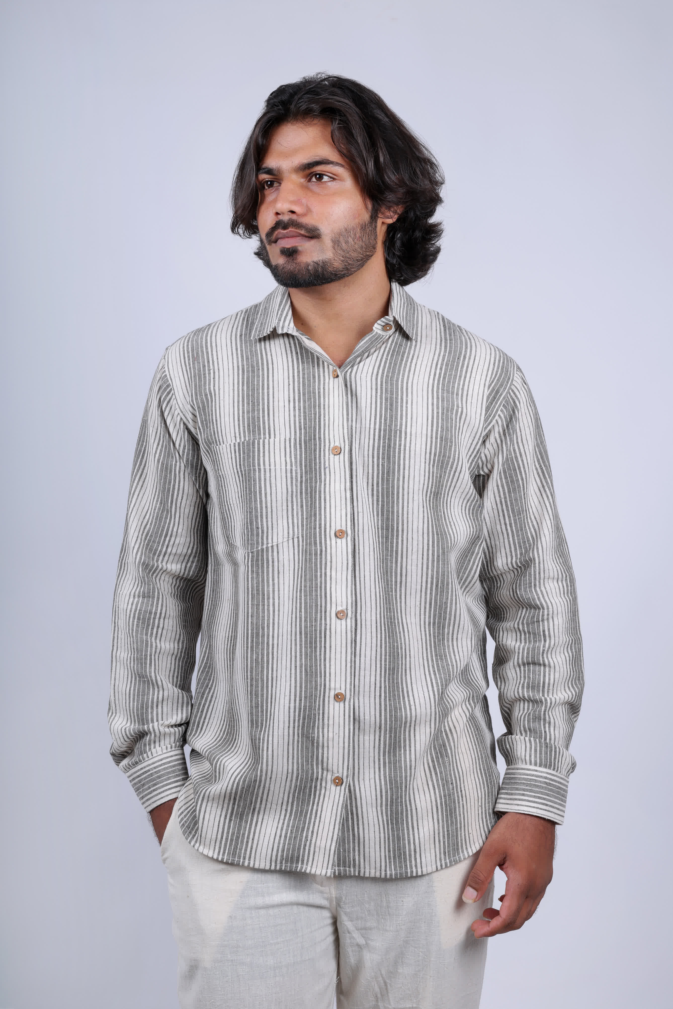 Kala Cotton Stripes Full Sleeves Shirt RAKHIYO