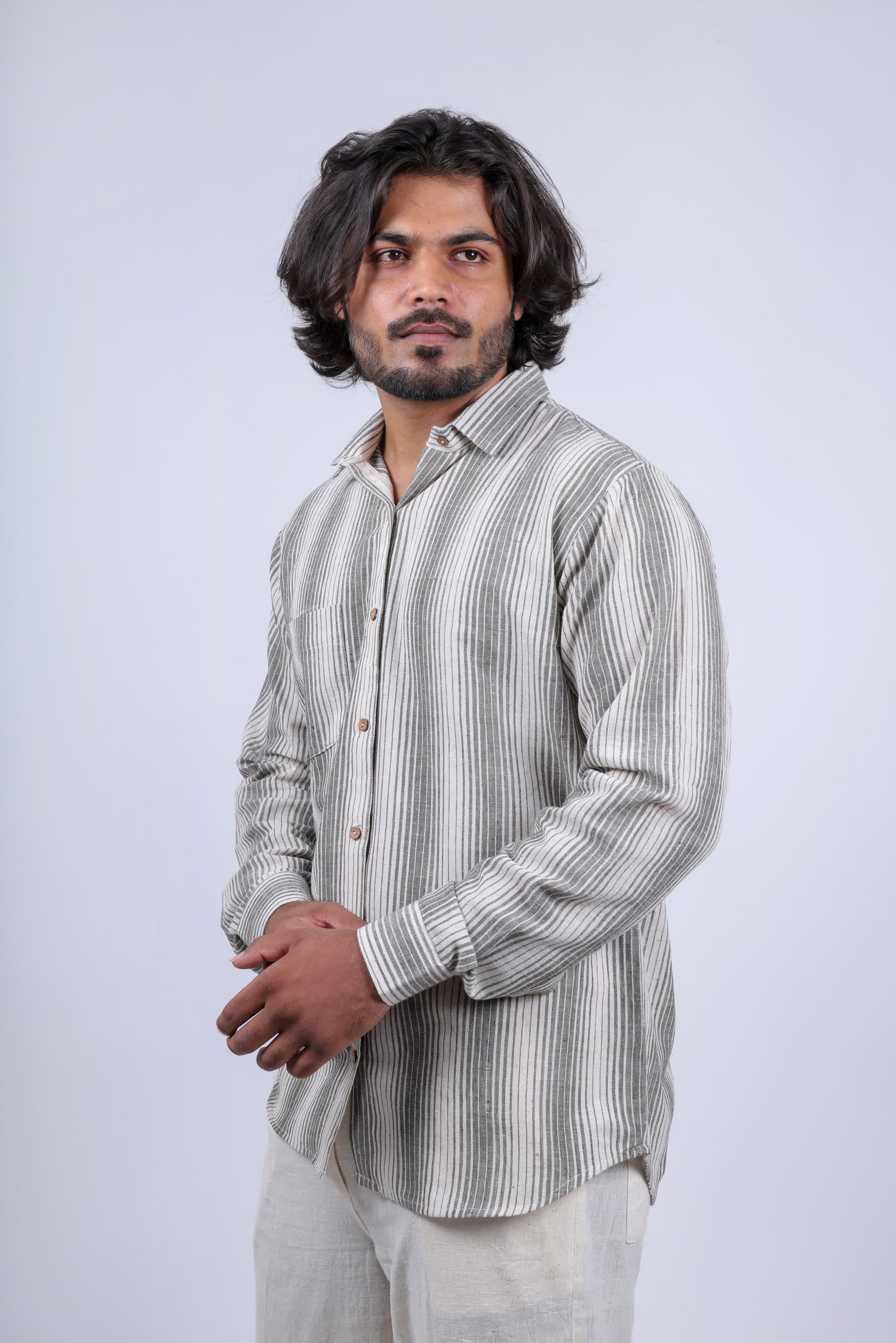 Kala Cotton Stripes Full Sleeves Shirt RAKHIYO
