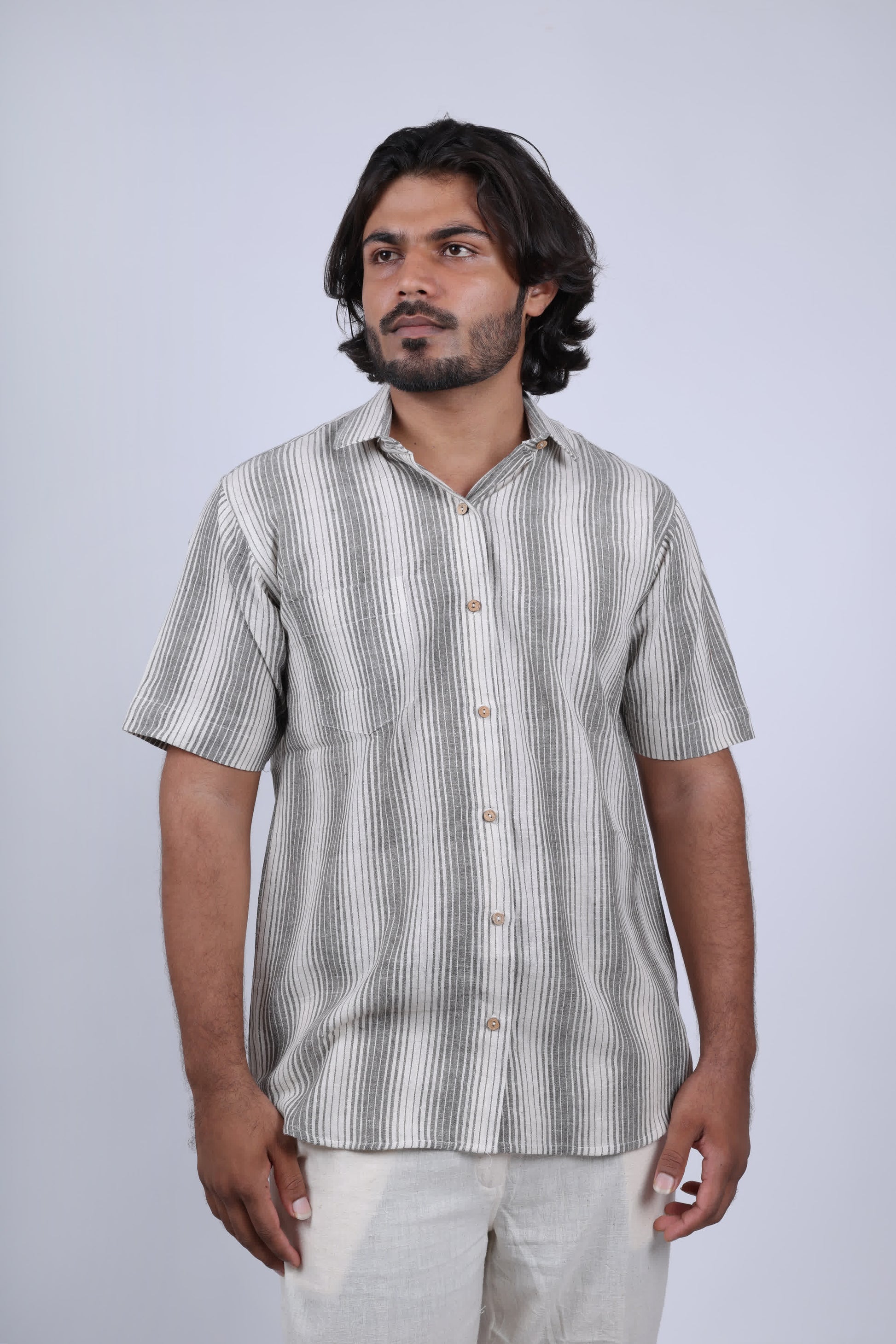 Kala Cotton Stripe Half Sleeve Shirt RAKHIYO
