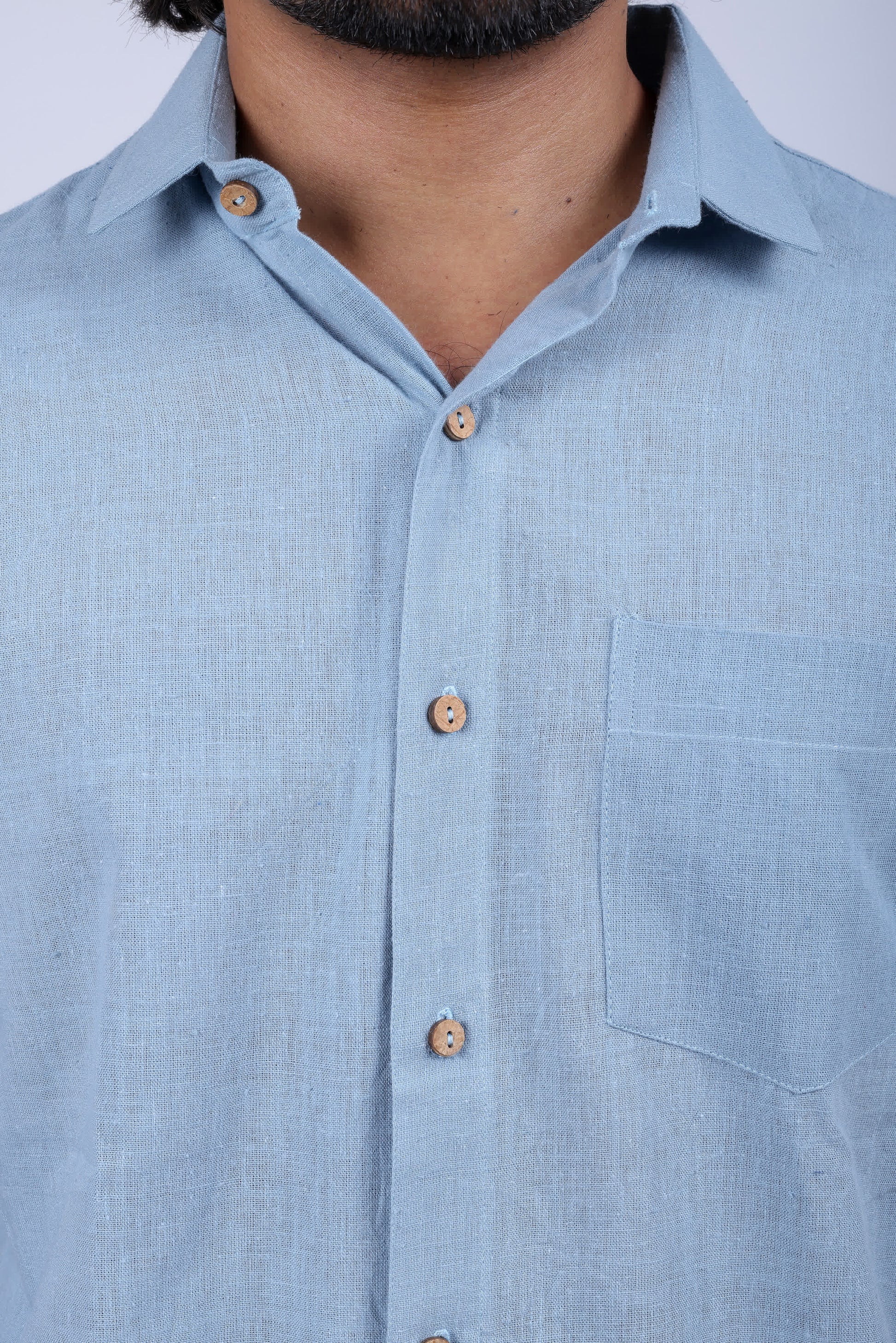 Kala Cotton Sky Blue Half Sleeves Shirt RAKHIYO