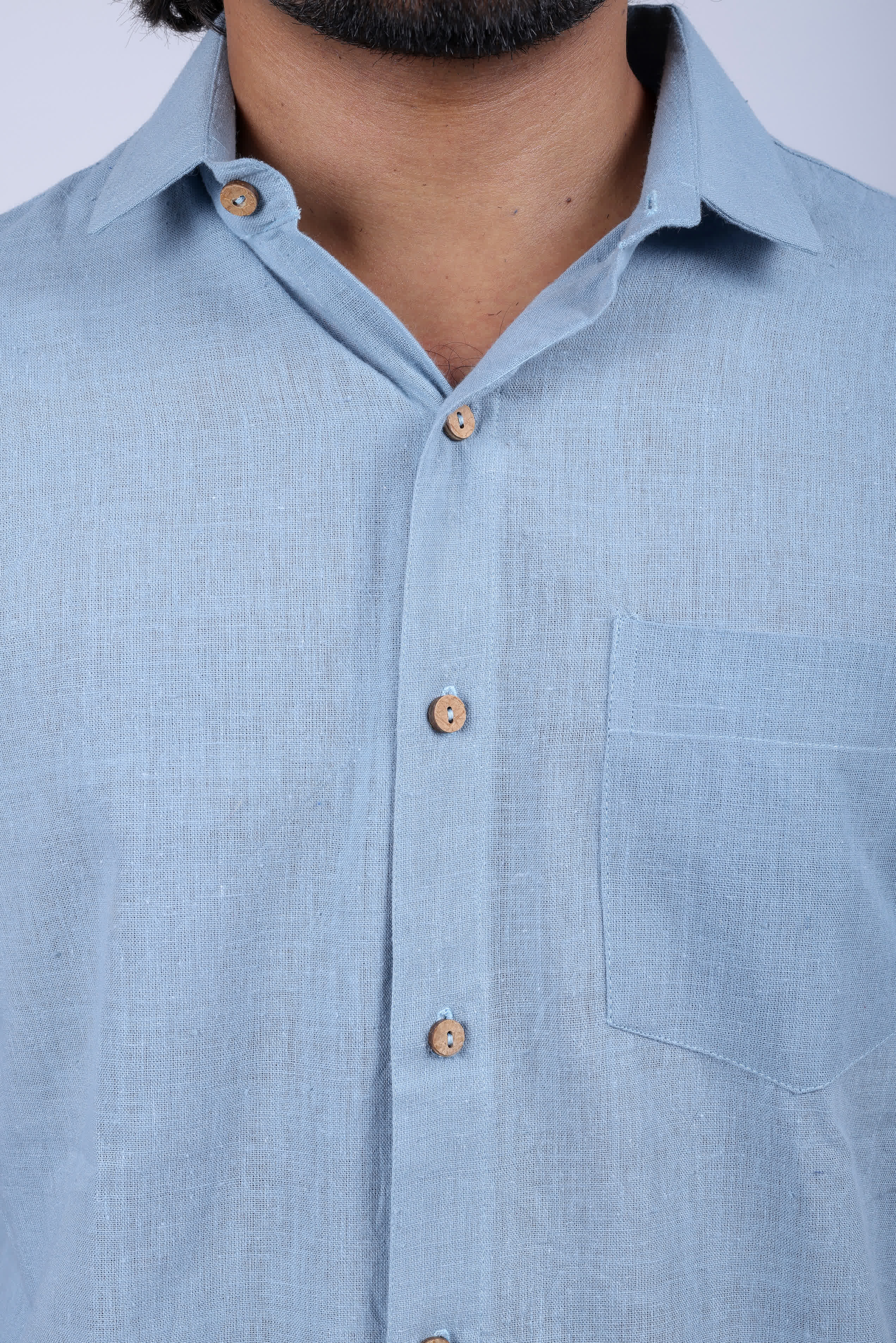 Kala Cotton Sky Blue Half Sleeves Shirt RAKHIYO