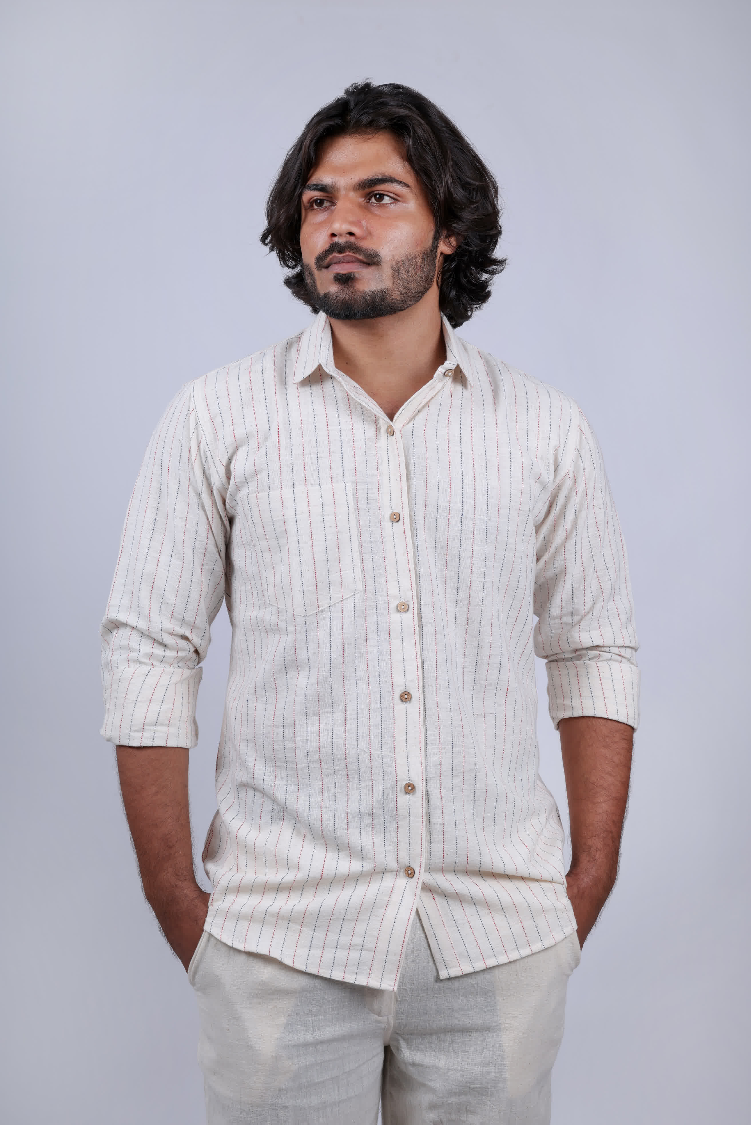 Kala Cotton Multi Color Lining Full Sleeves Shirt RAKHIYO