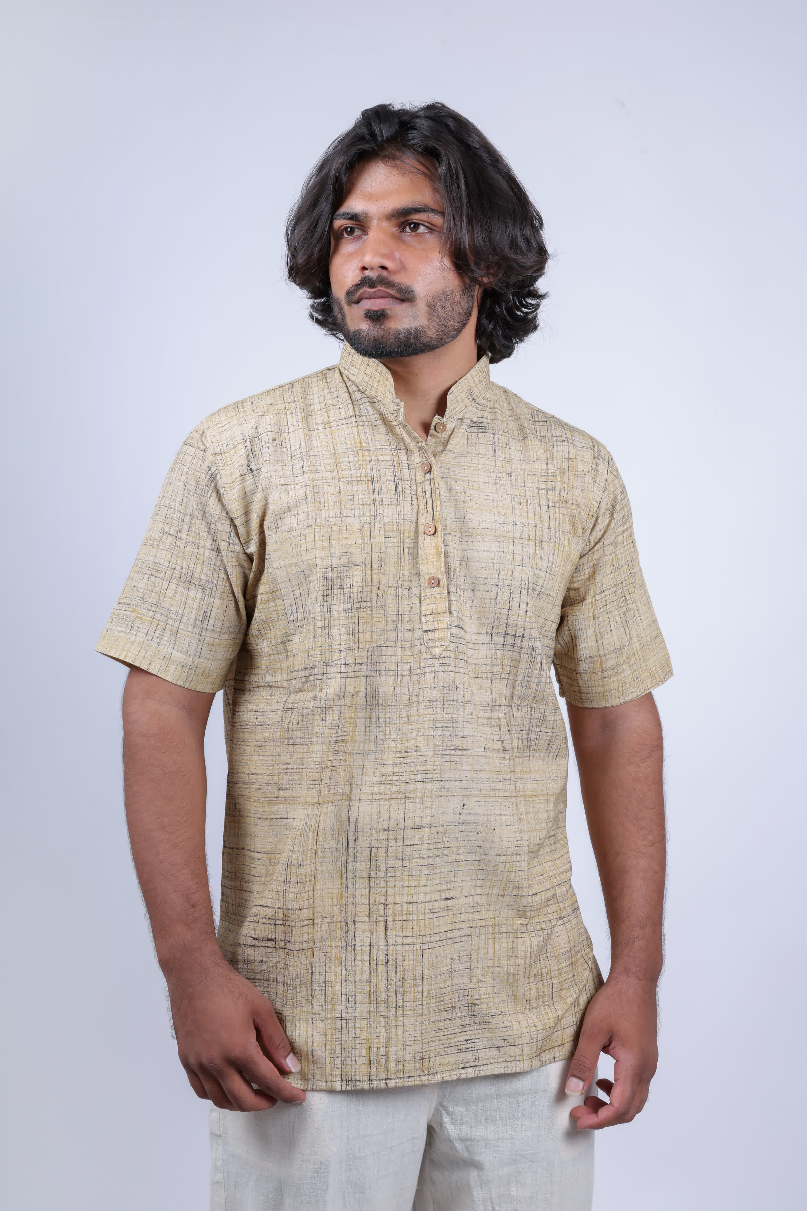 Cotton Brush Print Half Sleeves Short Kurta RAKHIYO