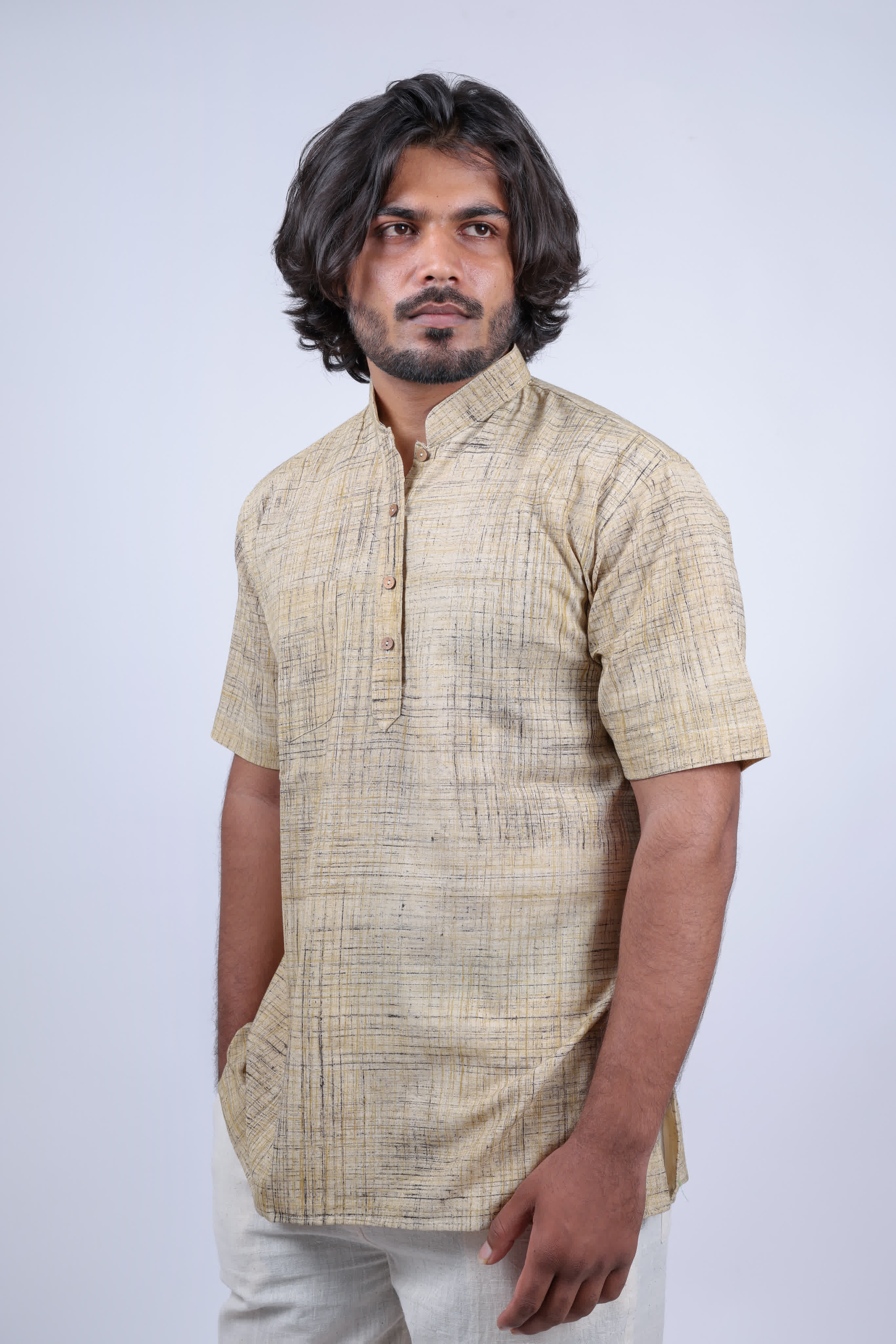 Cotton Brush Print Half Sleeves Short Kurta RAKHIYO