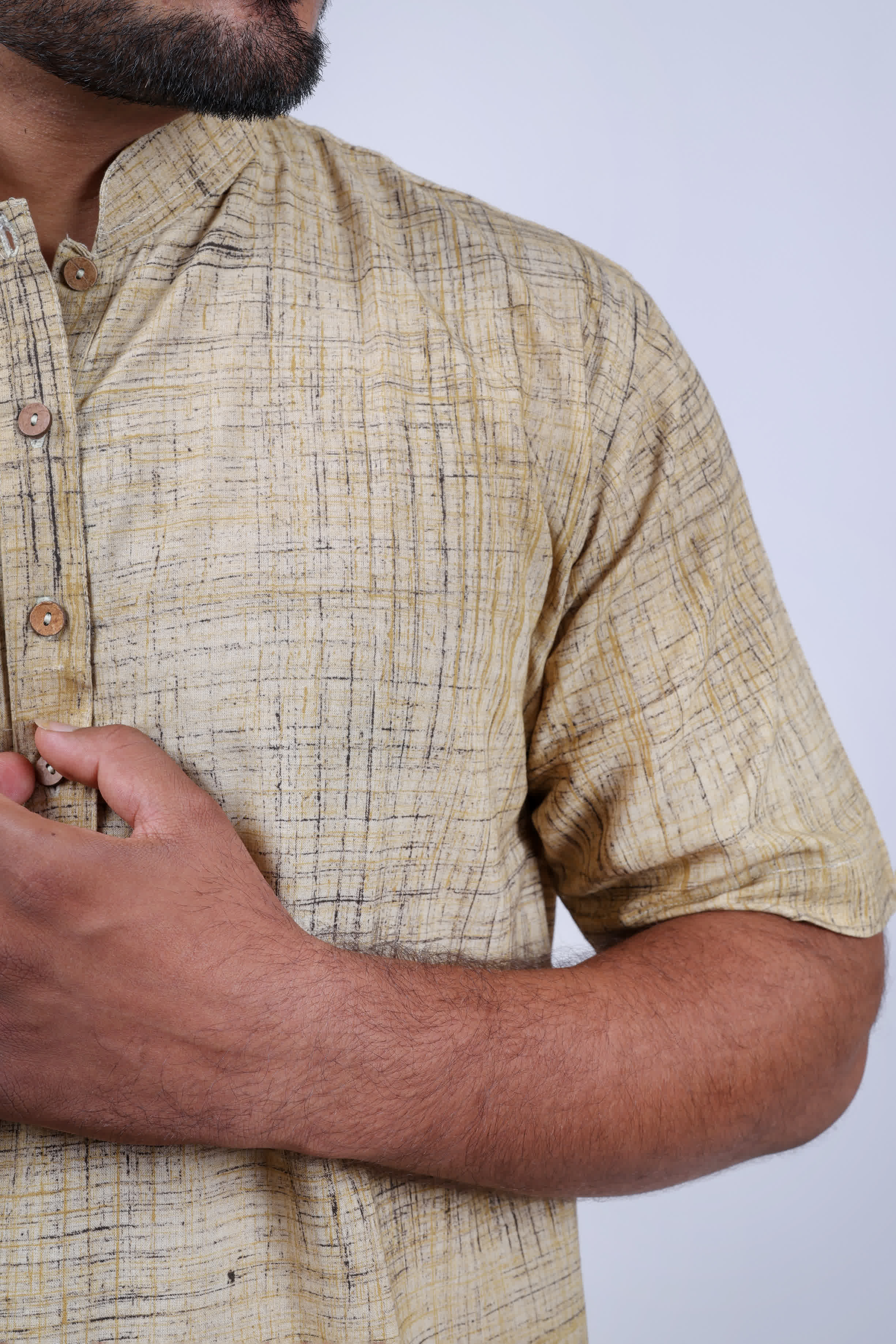 Cotton Brush Print Half Sleeves Short Kurta RAKHIYO