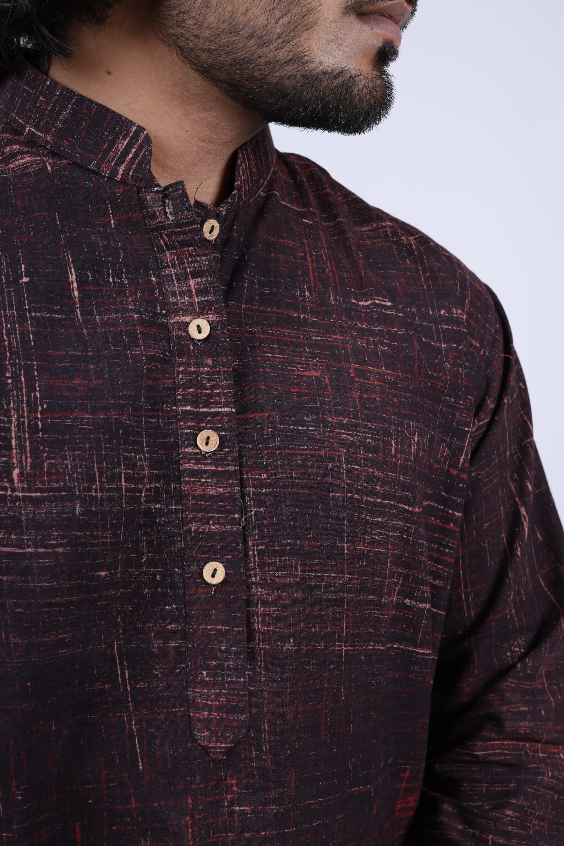 Cotton Brush Print Full Sleeves Long Kurta RAKHIYO