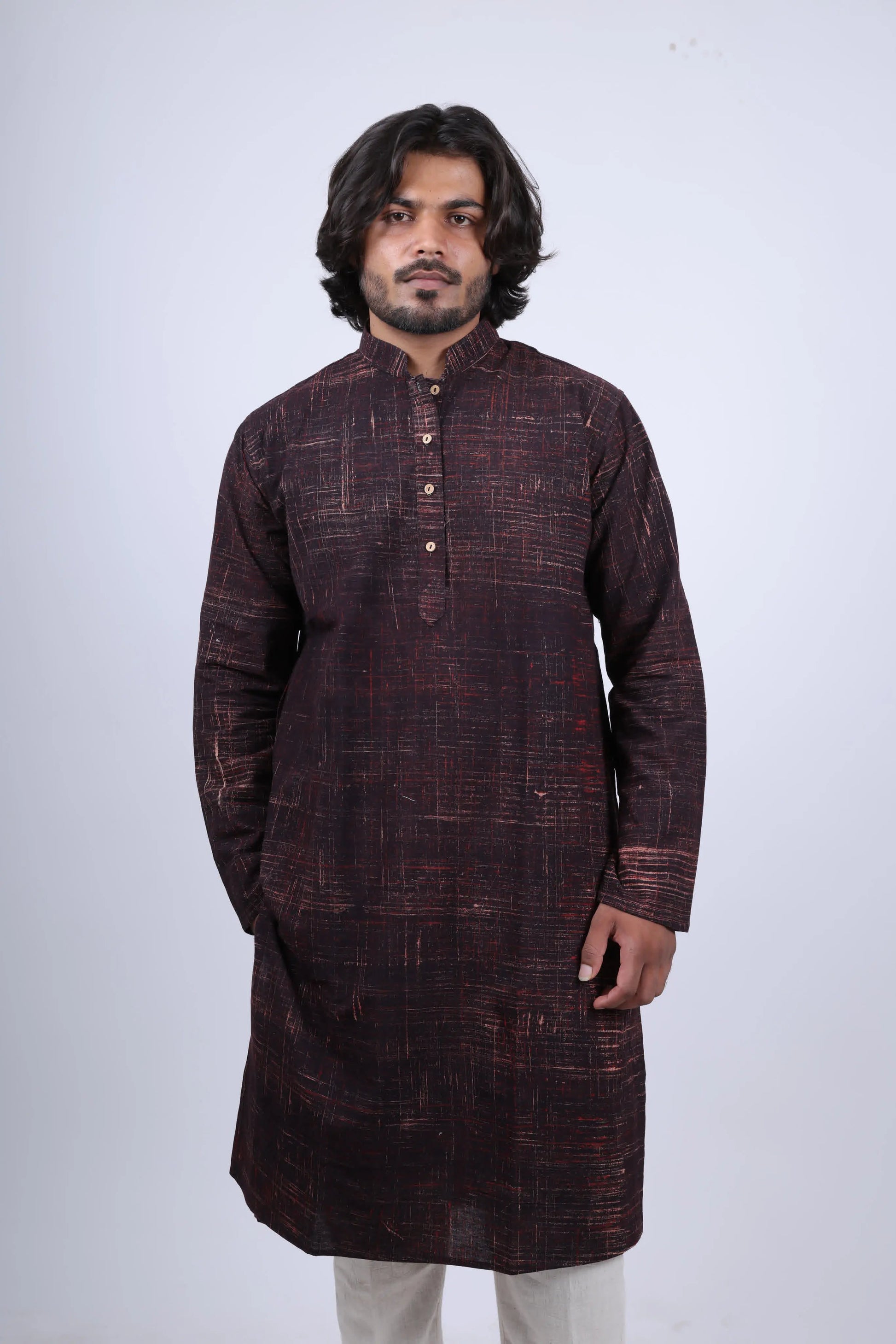 Cotton Brush Print Full Sleeves Long Kurta RAKHIYO