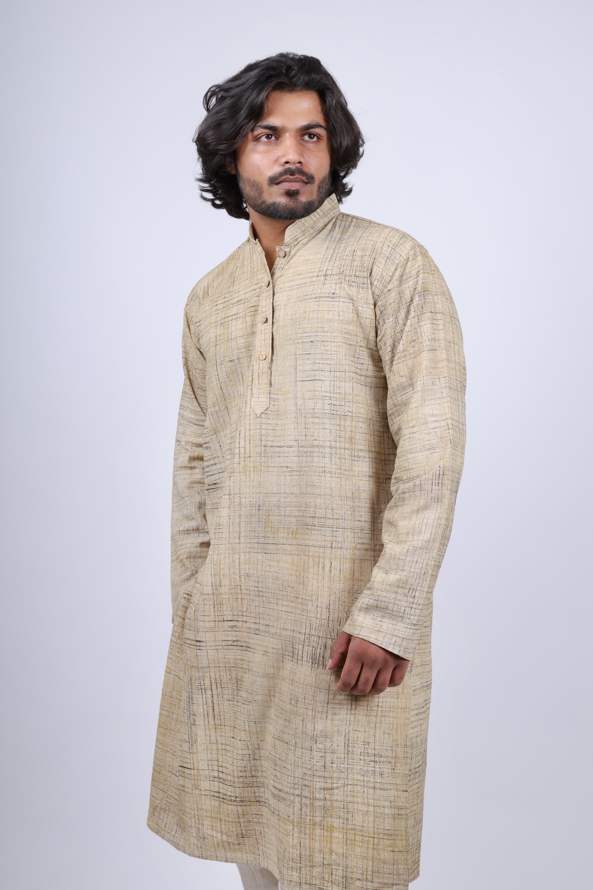 Cotton Brush Print Full Sleeves Long Kurta RAKHIYO