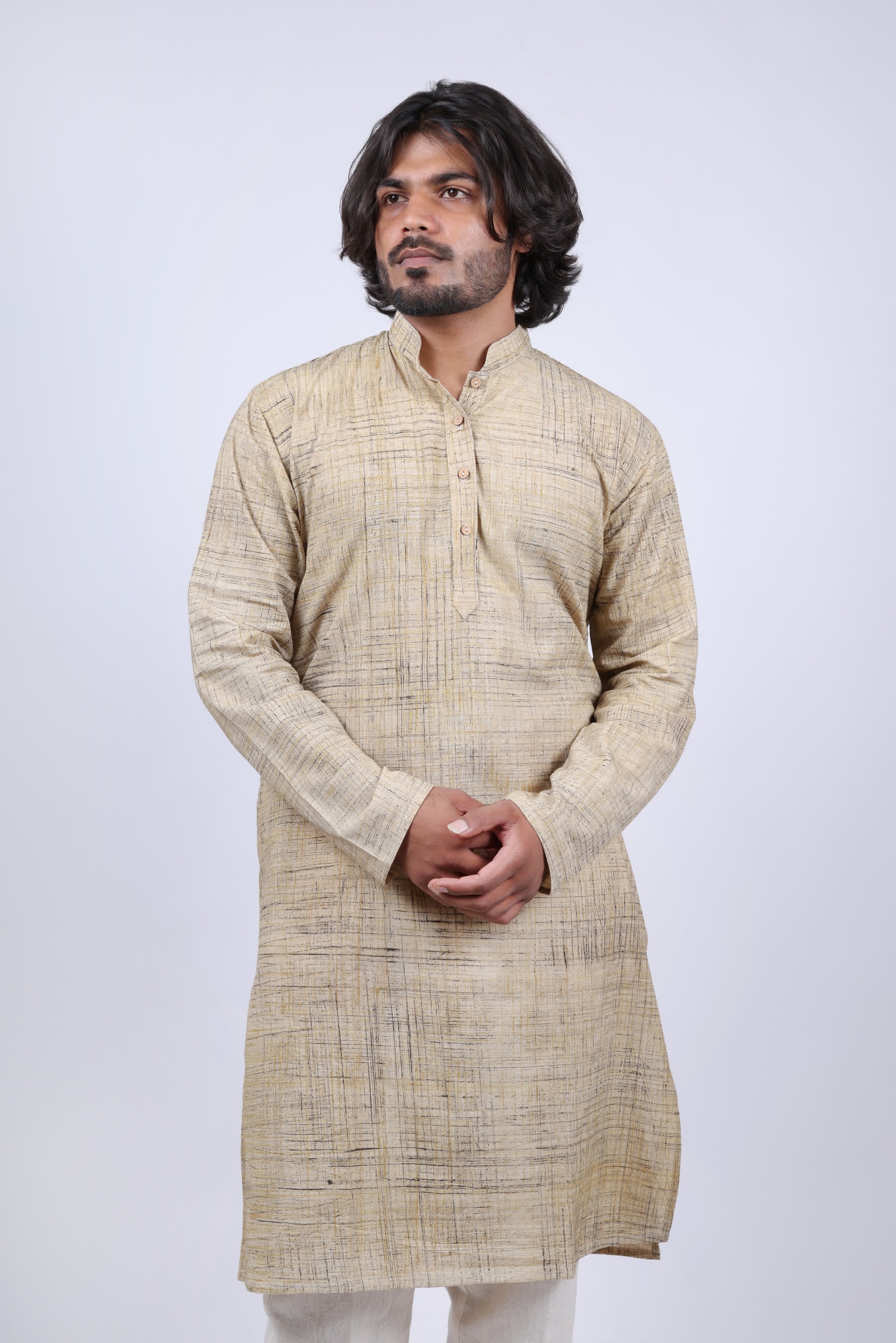 Cotton Brush Print Full Sleeves Long Kurta RAKHIYO