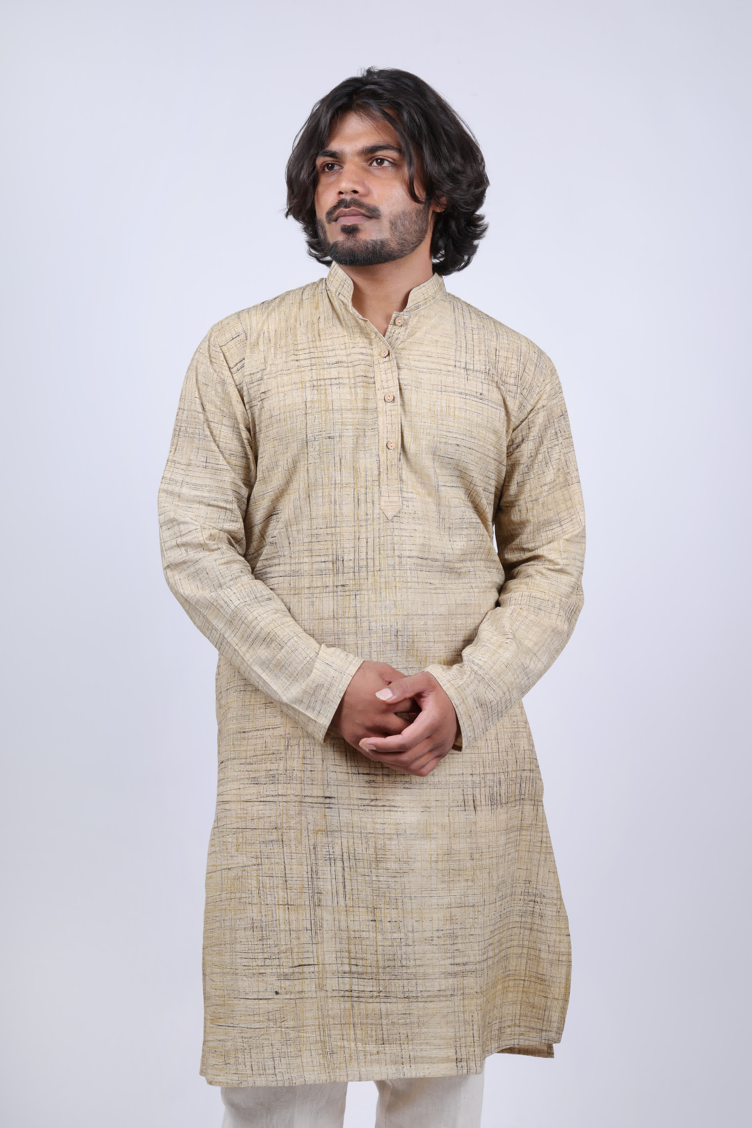 Cotton Brush Print Full Sleeves Long Kurta RAKHIYO
